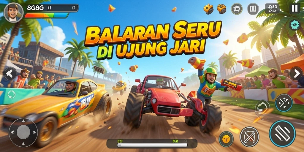 Screenshot menampilkan aksi balapan seru di game 8G8G.