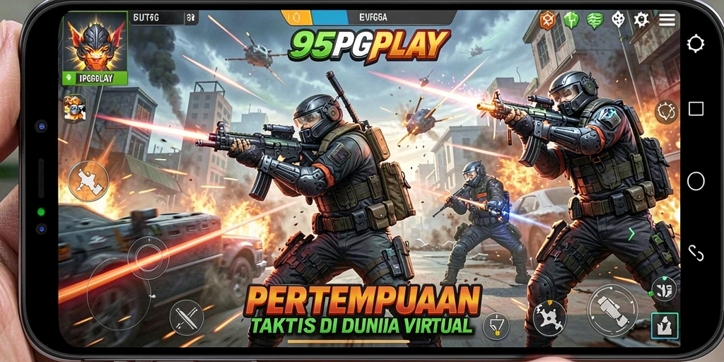 Screenshot menampilkan aksi pertempuran seru dalam 95PGPLAY.