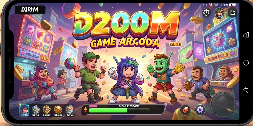 Tampilan gameplay menarik dari D200M yang mengasyikkan di layar.