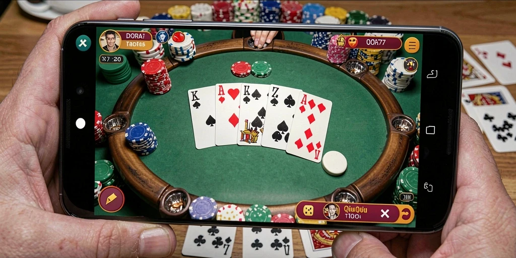 Screenshot gameplay DORA77 menunjukkan keseruan bermain QiuQiu.