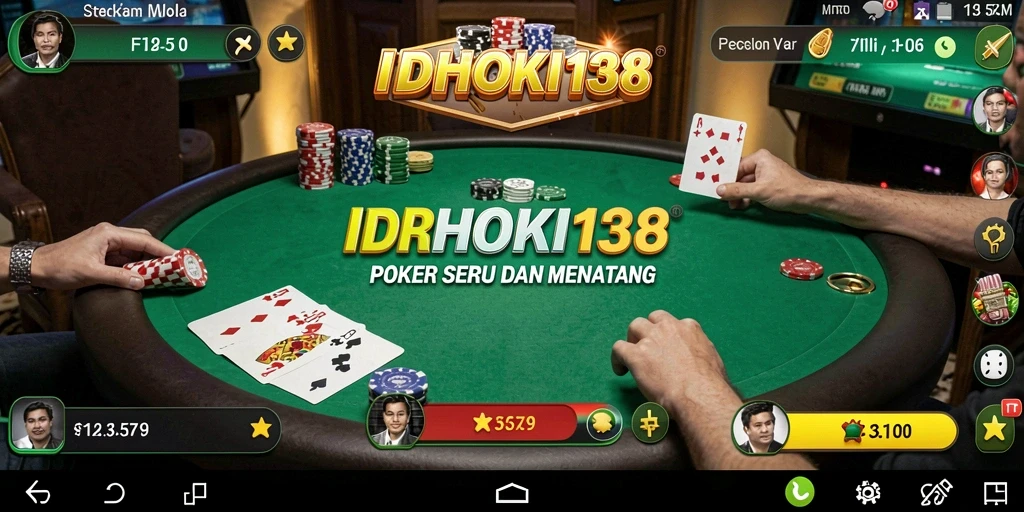 Screenshot gameplay IDRHOKI138 menampilkan aksi poker yang mendebarkan.