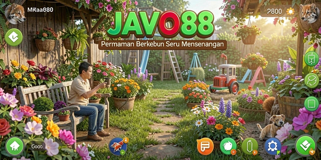 Tangkapan layar dari gameplay <strong>JAVO88</strong> yang menunjukkan aktivitas berkebun yang seru.