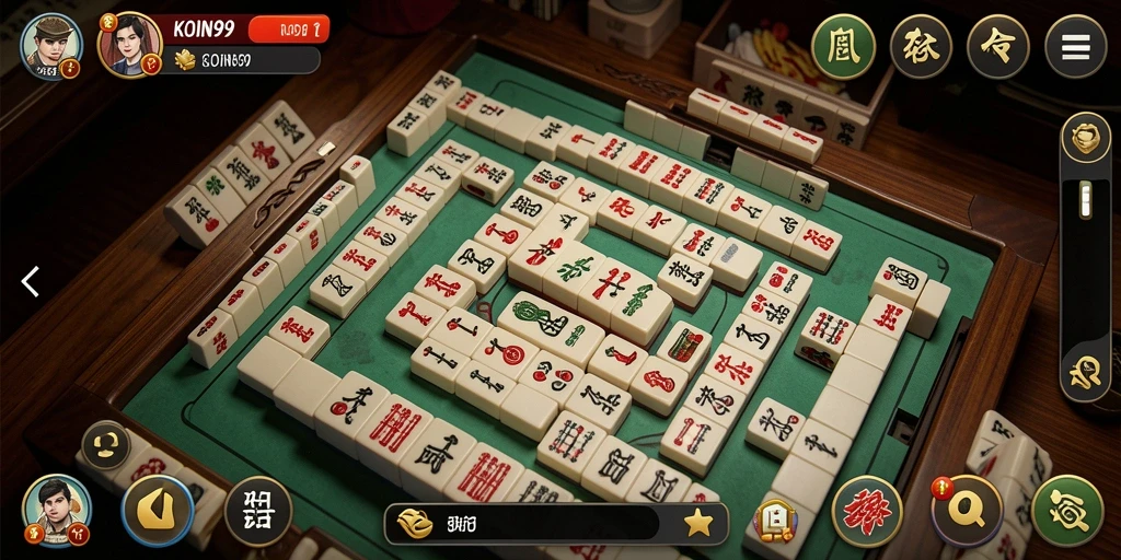 Screenshot gameplay KOIN99 menampilkan aksi seru dalam permainan Mahjong.