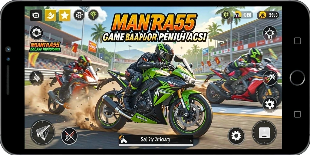 Tampilan menarik dari gameplay balapan motor di MANTRA55.
