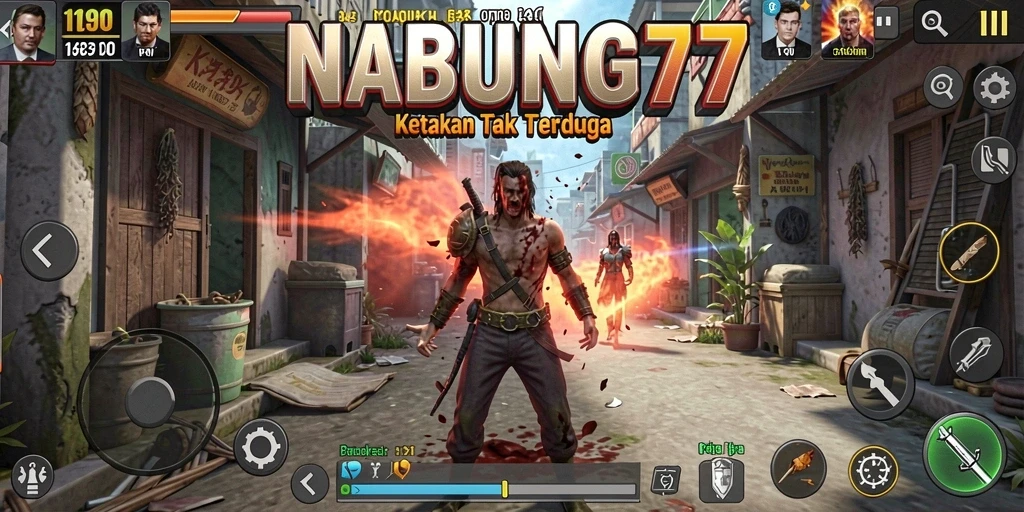 Screenshot gameplay NABUNG77 menunjukkan atmosfer kegelapan yang menakutkan.