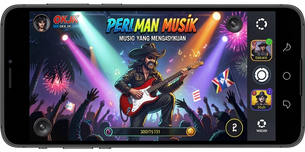 Tampilan gameplay OKJK dengan pengalaman musik interaktif.
