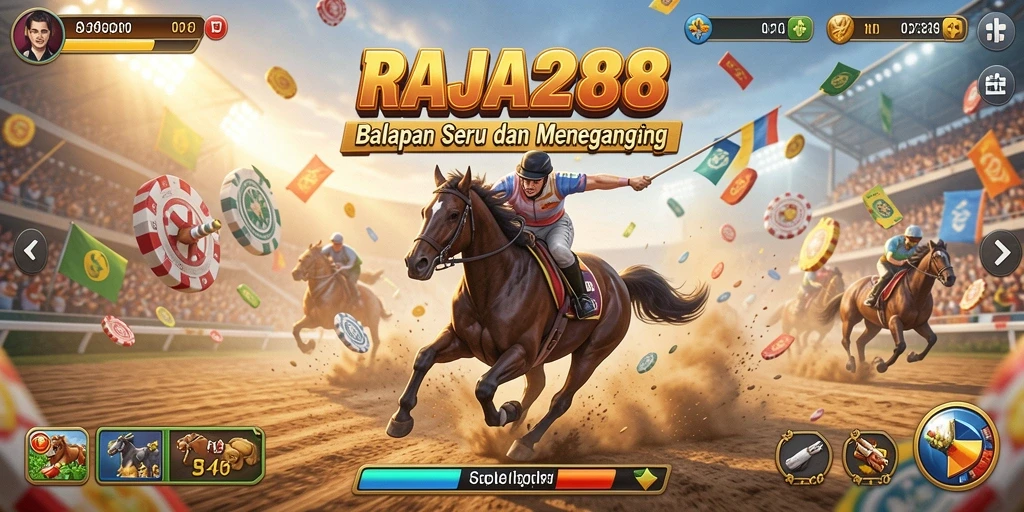 Tampilan gameplay balapan yang mendebarkan dari RAJA288.