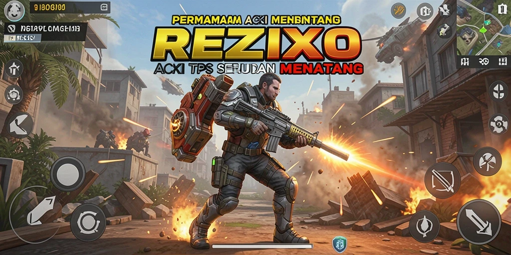 Tangkapan layar gameplay REZIXO menampilkan aksi tembak-menembak yang mendebarkan.