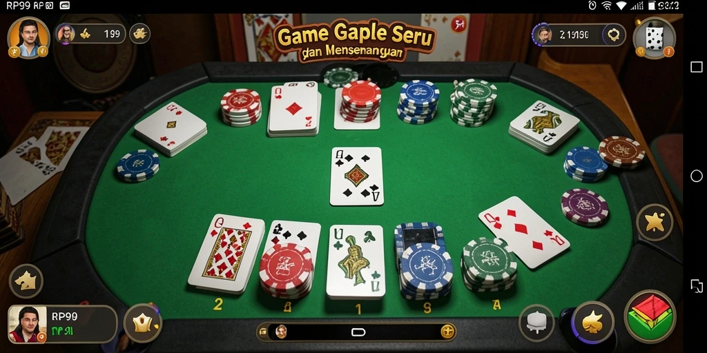 Screenshot gameplay RP99 yang menampilkan keseruan permainan Gaple.