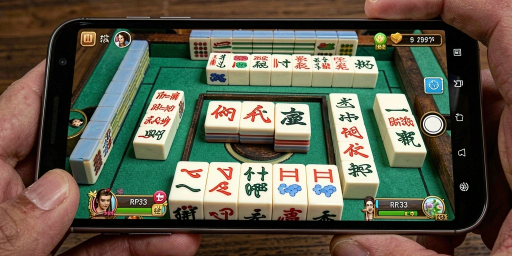 Screenshot utama RR33 menampilkan gameplay menarik Mahjong.
